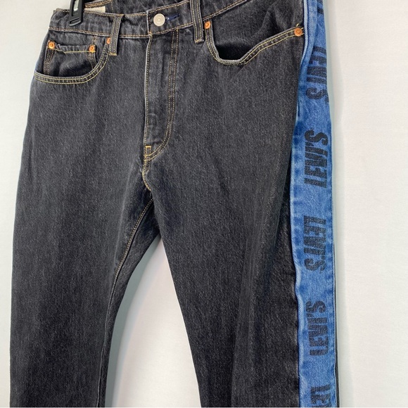 Men’s Black Premium Hi-Ball Roll Logo blue stripe denim jeans - Picture 4 of 9